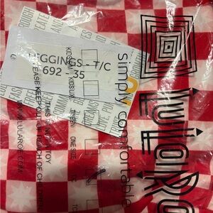 LuLaRoe Red and White Star Checkered Leggings